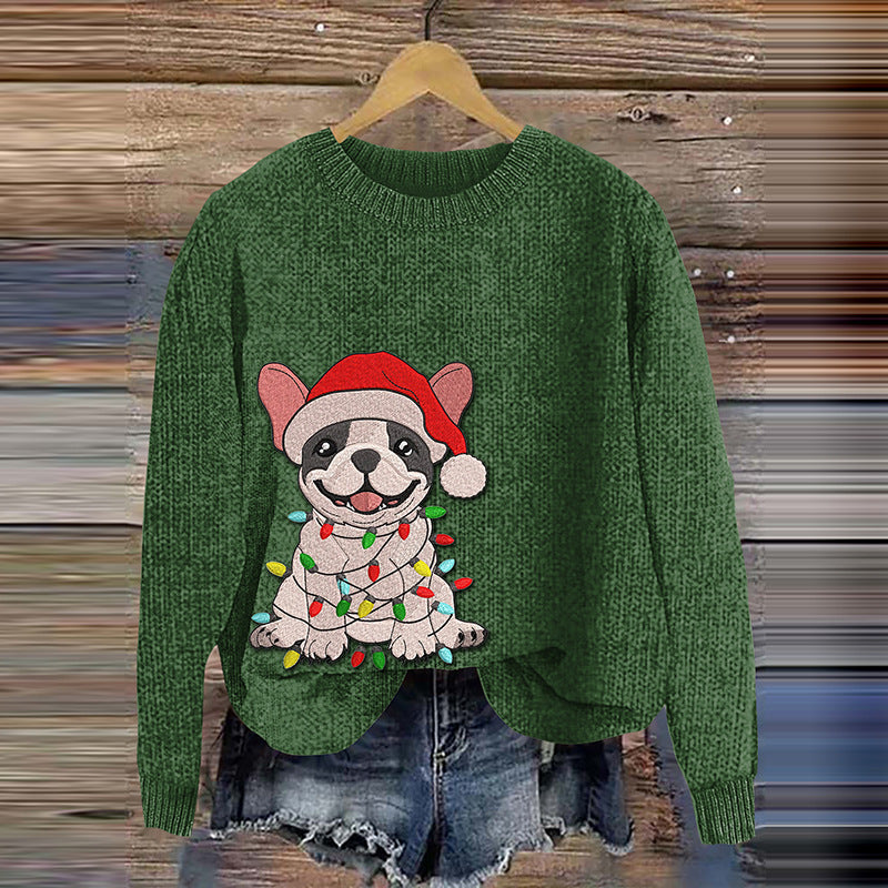 ChristmasPugPlushDogArtCozySweater