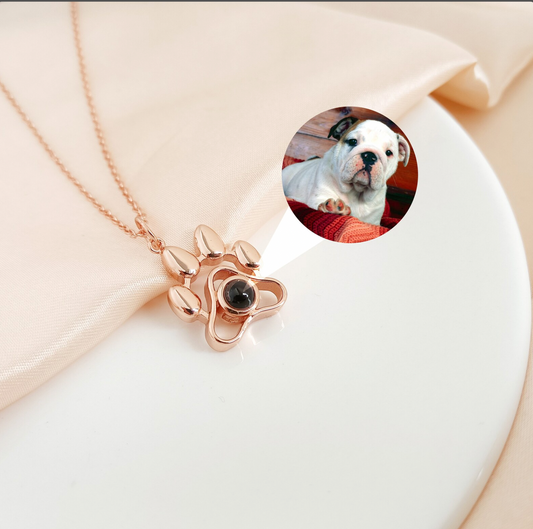 Personalised Paw Print Photo Projection Necklace