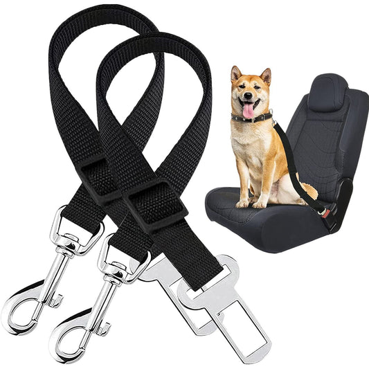 2 Pack Pet Dog Seat Belt | Adjustable Travel Car Safety Harnesses Lead Restraint